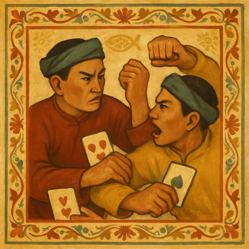 Luật Bài Tấn chuẩn Nga (Durak): chi tiết tấn-thủ — minh hoạ retro Saigon