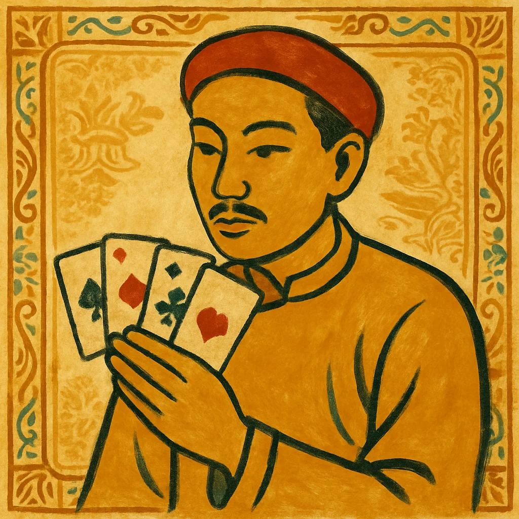 Mẹo Bài Tấn — quản trị quân chủ — minh hoạ retro Saigon