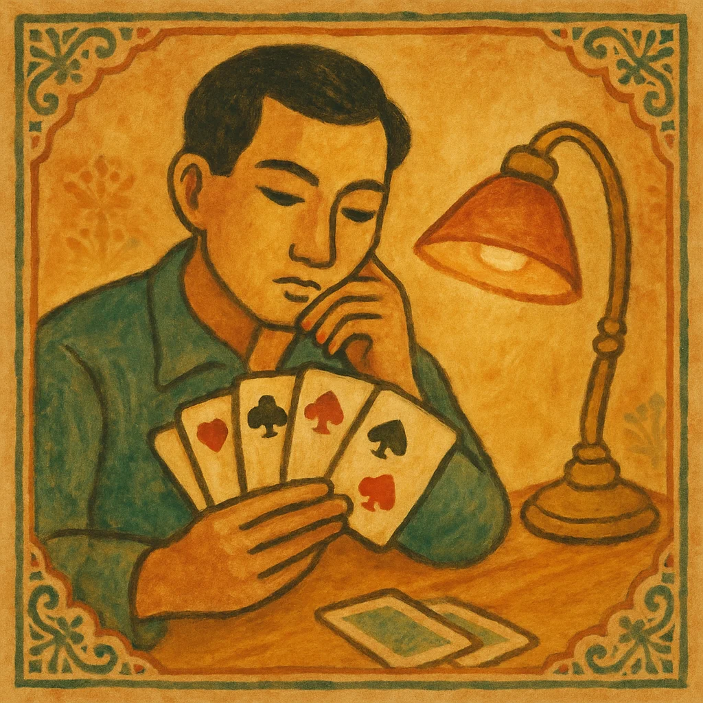 Mẹo & chiến thuật Tiến Lên nâng cao — Kai chia sẻ — minh hoạ retro Saigon