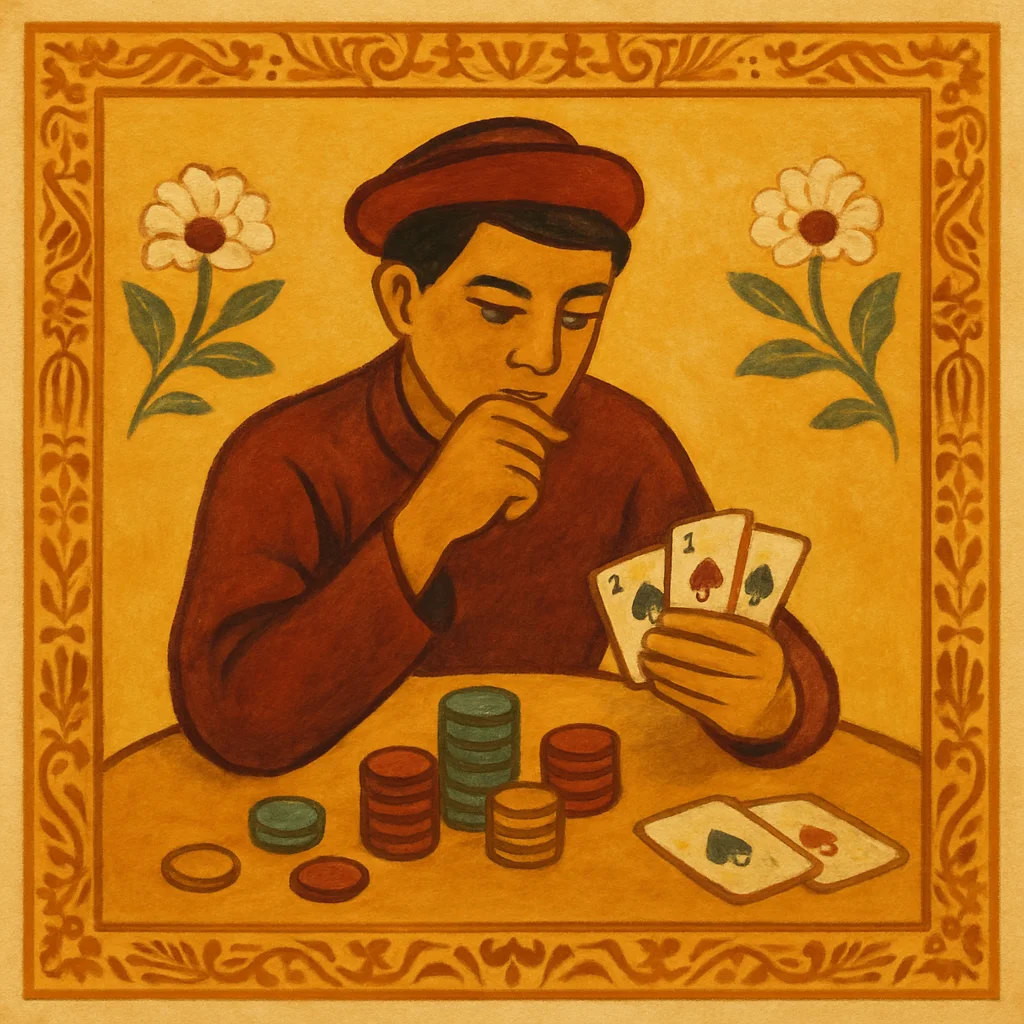 Mẹo Xì Tố nhập môn — tránh thua sạch — minh hoạ retro Saigon