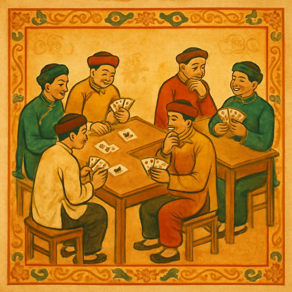 Xì Tố vs Texas Hold'em: 4 khác biệt — minh hoạ retro Saigon